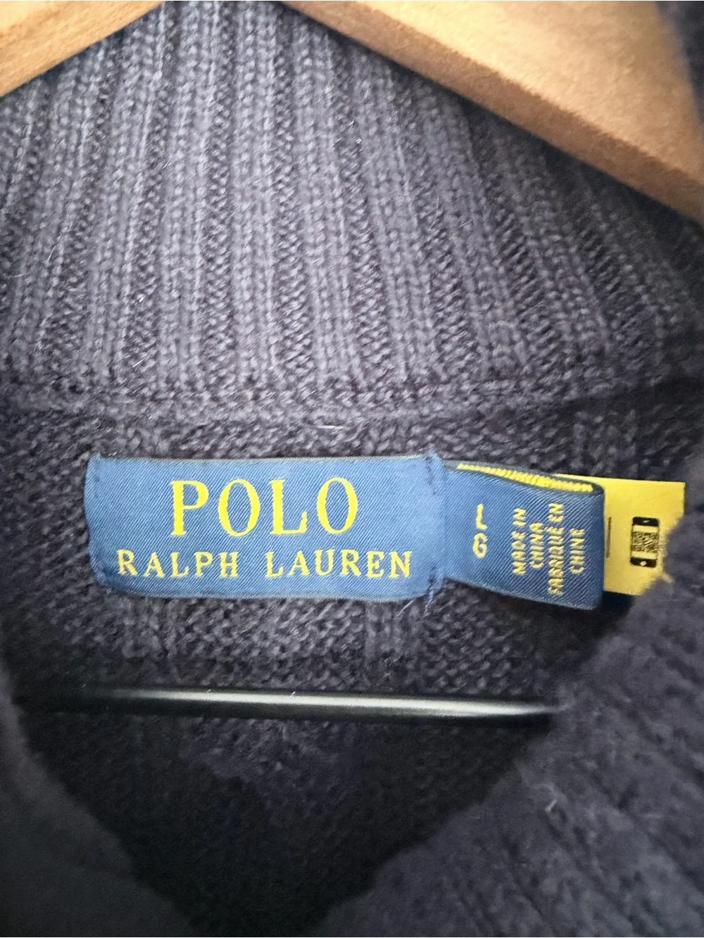 Polo Ralph Lauren Men’s Cable Knit Cotton Quarter Zip Pullover Sweater navy blue